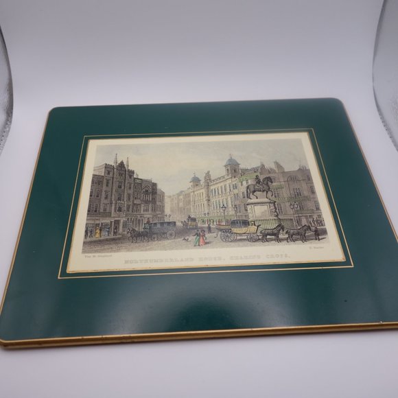 Set of Four(4) Vintage Lady Clare Green with Gold Border Place Mats - Picture 12 of 16